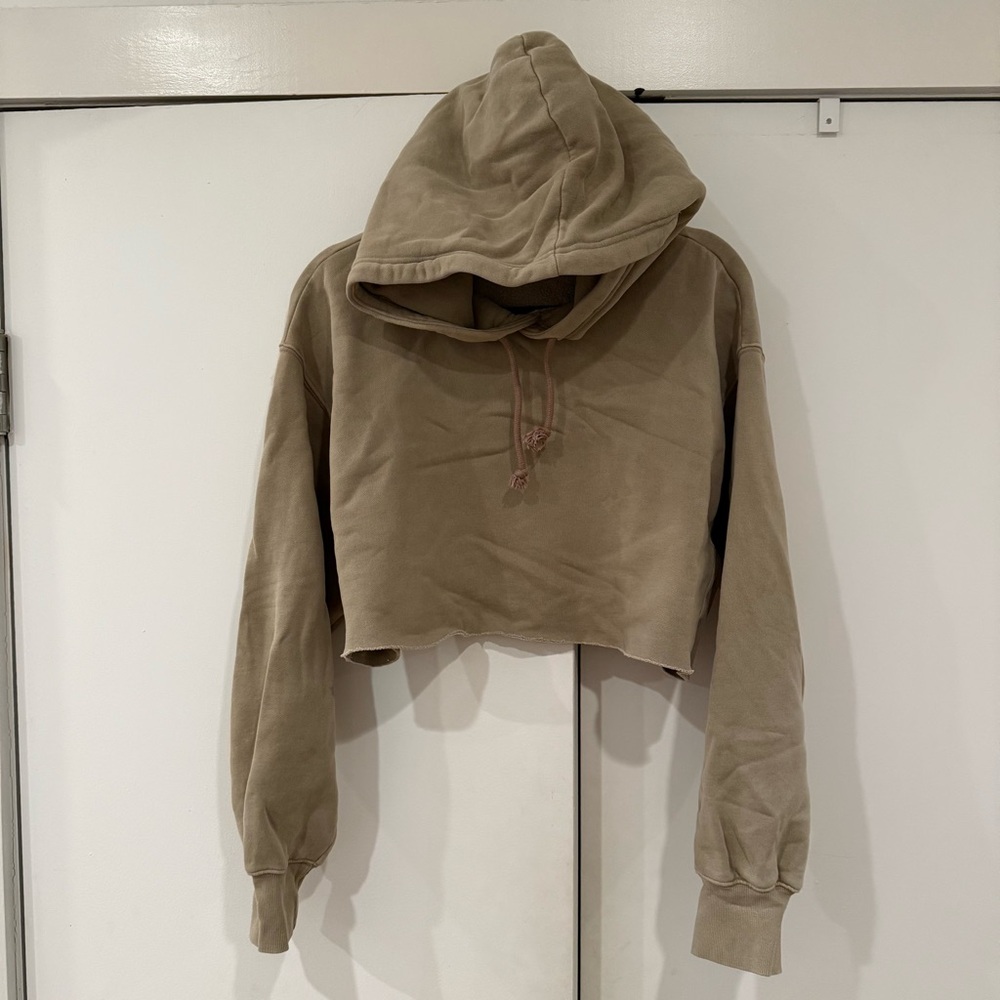 Aritzia Tan Cropped Hoodie, size 2